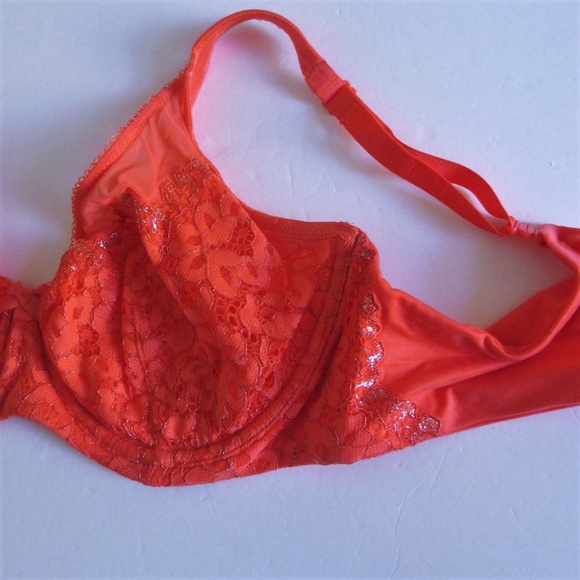 Body Unlined Demi Bra  38D  40DD Coral Orange - Picture 4 of 7
